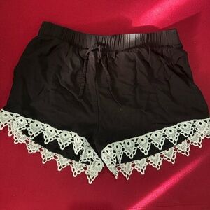Hype Black Shorts with White Lace Trim